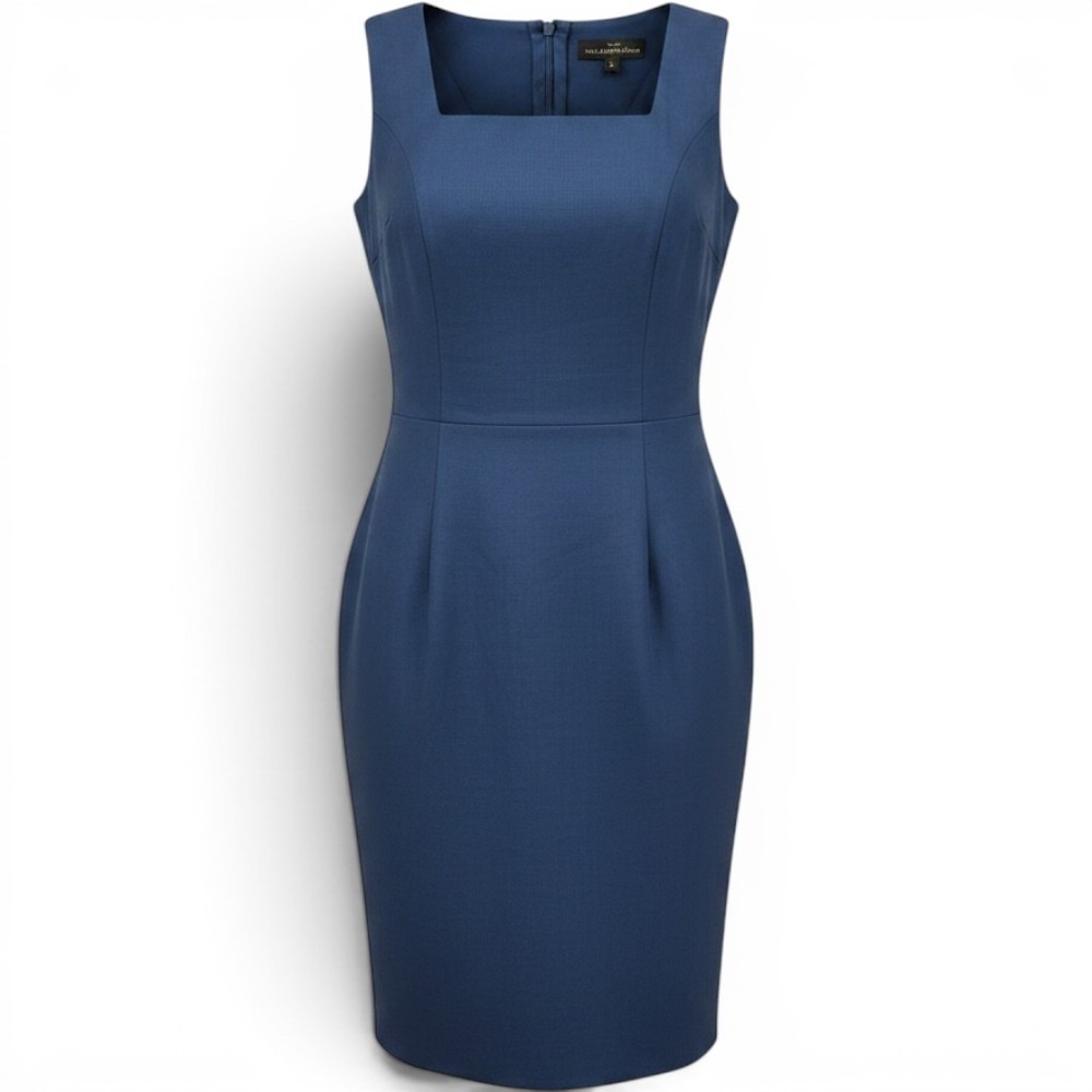 Holland & Sherry Wool Dress Womens Sheath Royal Mile 1976 Blue Sleeveless EUC